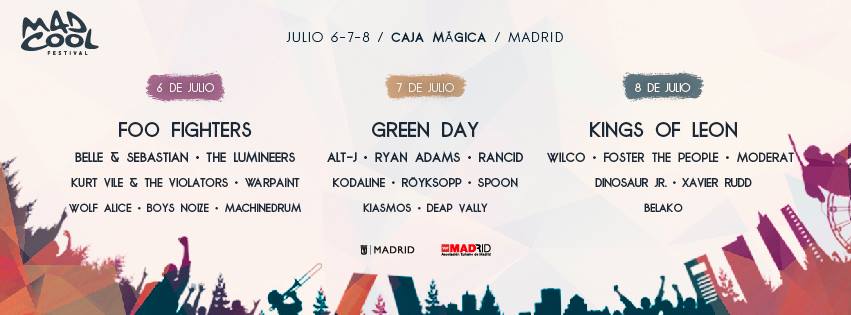 mad cool 2017 cartel por dias