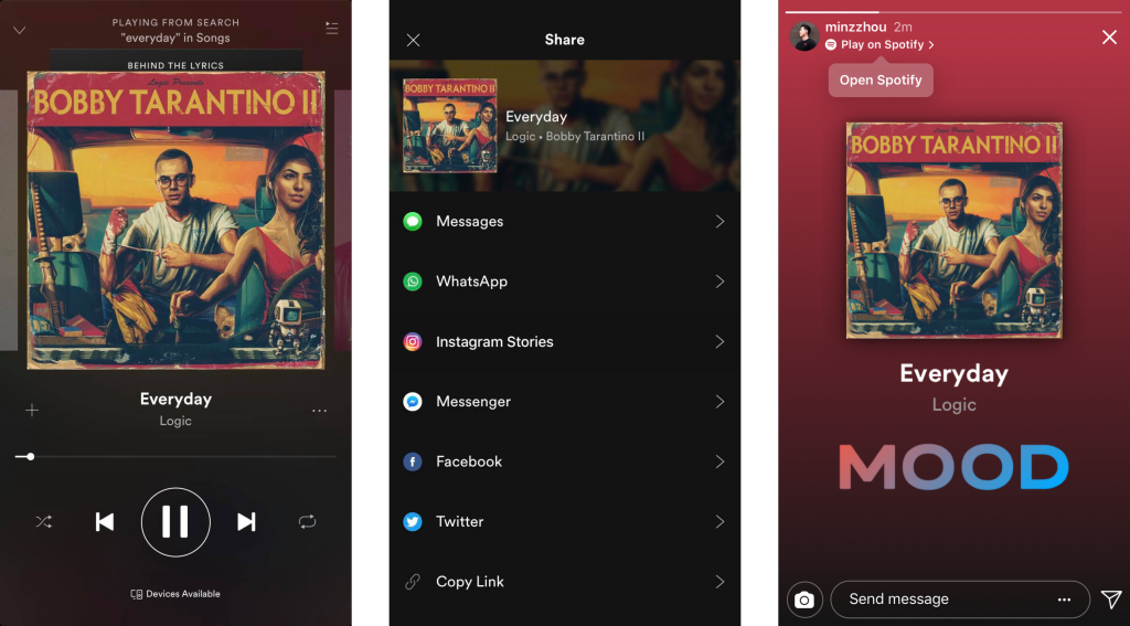 instagram spotify compartir canciones