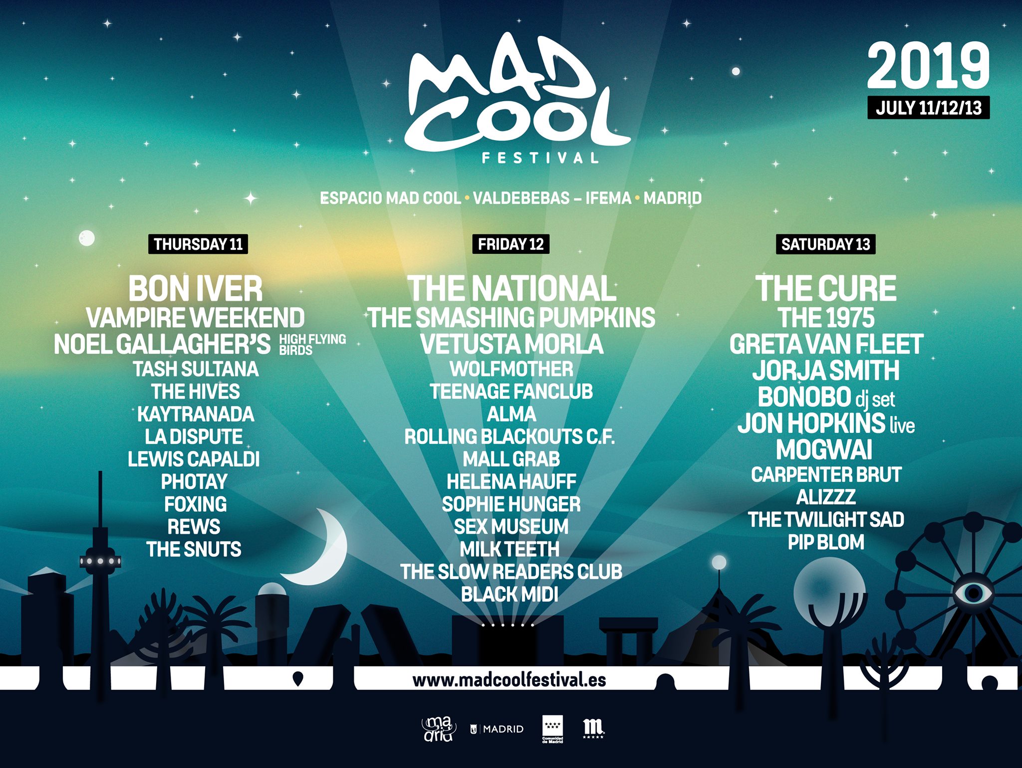 mad cool 2019 por dias