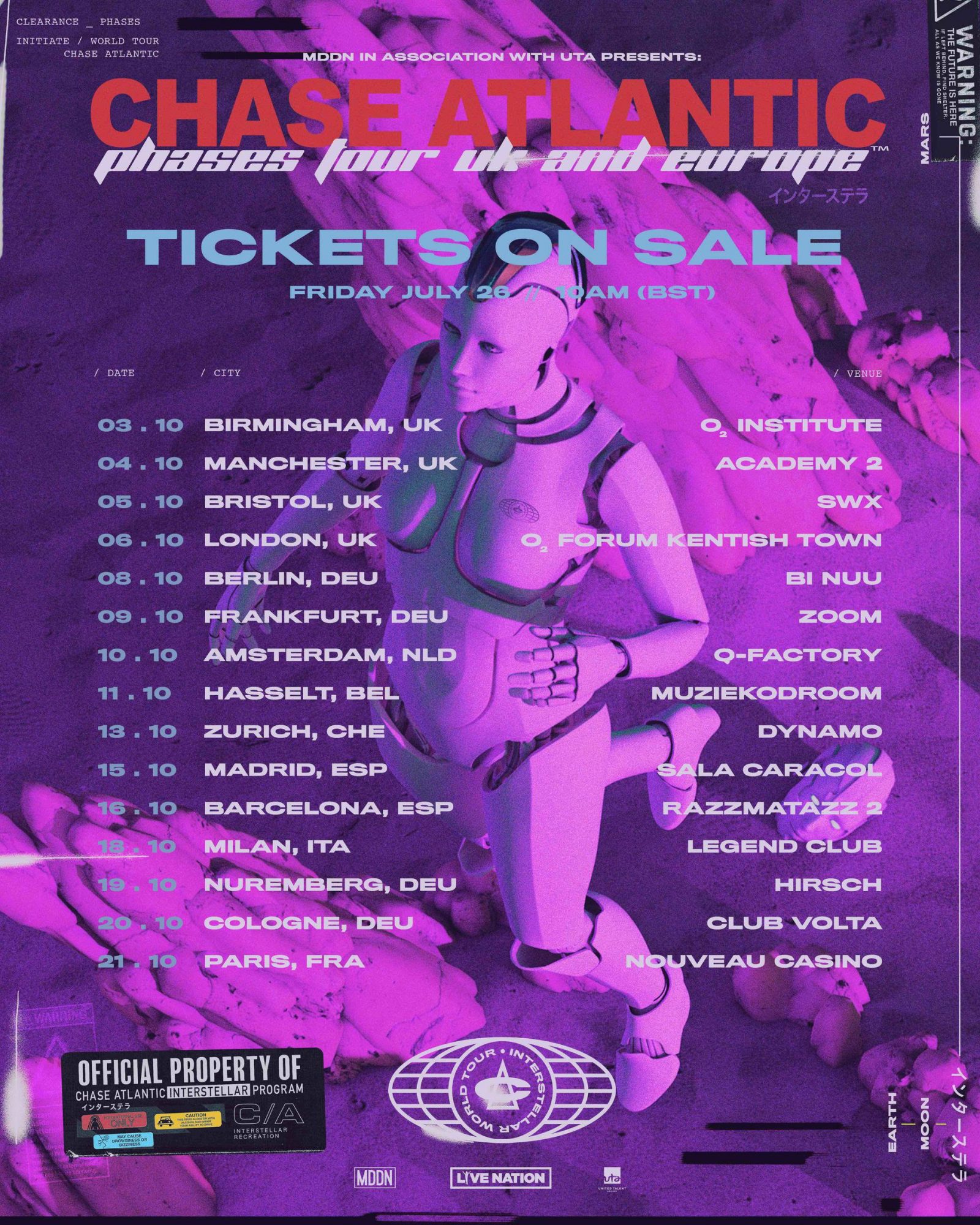 chase atlantic en España - Octubre 2019